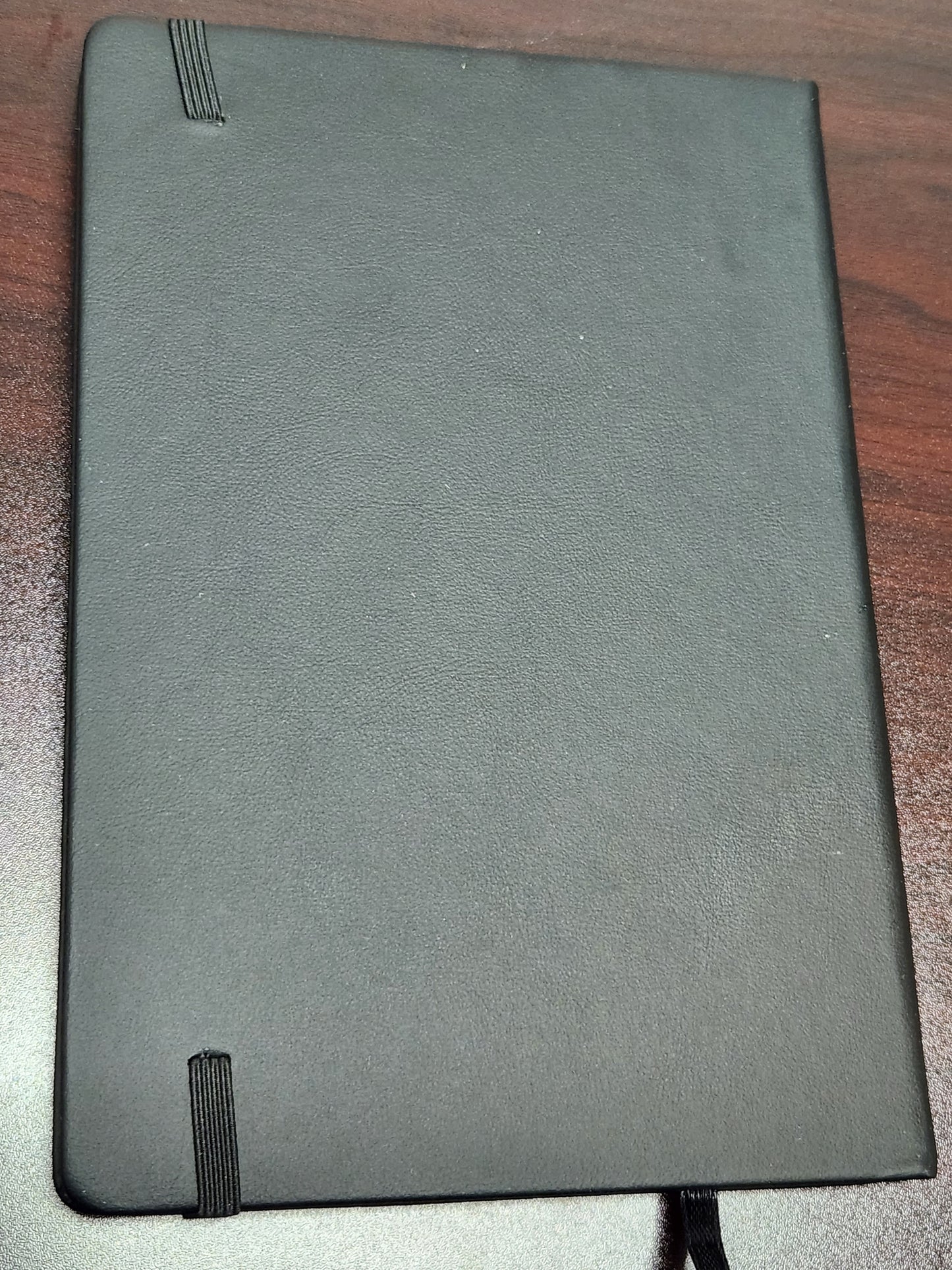 WU Notebook - Hardcover, black, lined, ribbon, strap